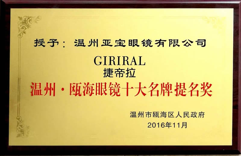 十大名牌提名獎(jiǎng)